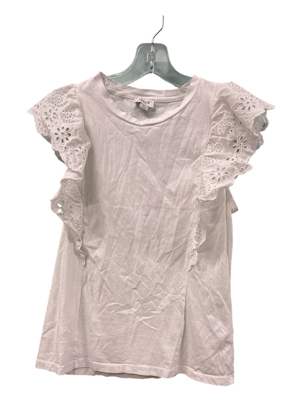 White Eyelet Ruffle Sleeve Top